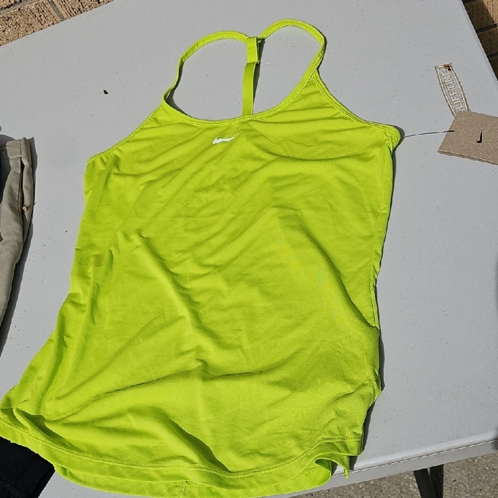 Nike Yellow Green Fitted Backless Tank Top
